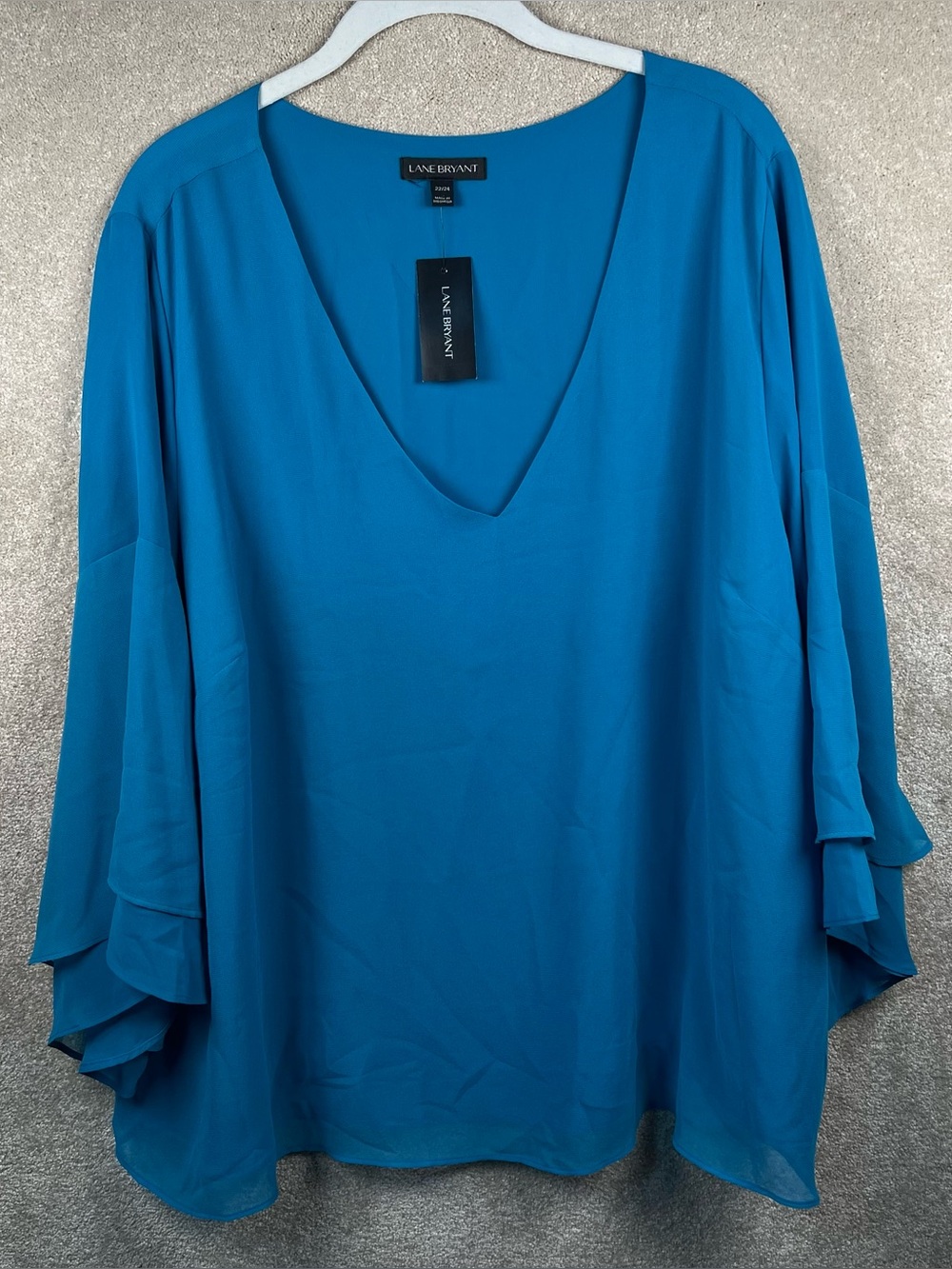 Lane Bryant Shirt Blue V Neck 3 Quarter Sleeves NWT Women's 22/24